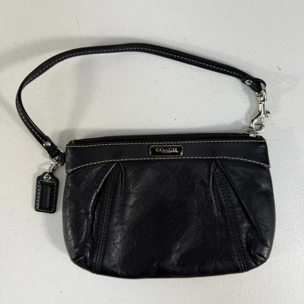 Coach Black Legacy Wristlet Wallet‎ Leather Small Pouch 48179 Designer Festival
